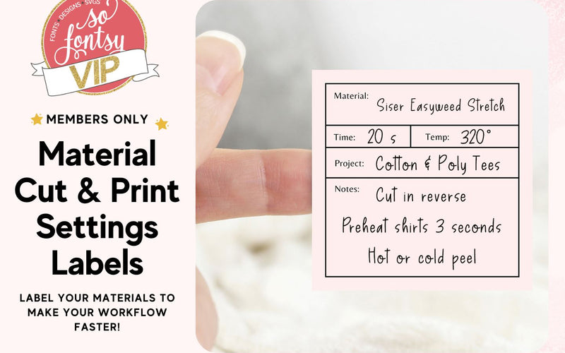 Material Settings Printable Label Stickers