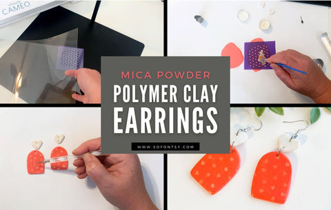 Mica Powder Stenciled Polymer Clay Earrings