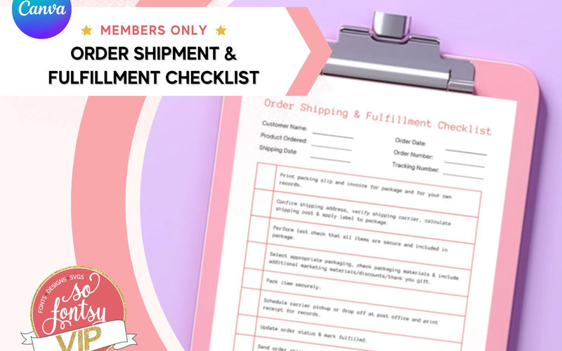 Order Shipment & Fulfillment Printable Checklist