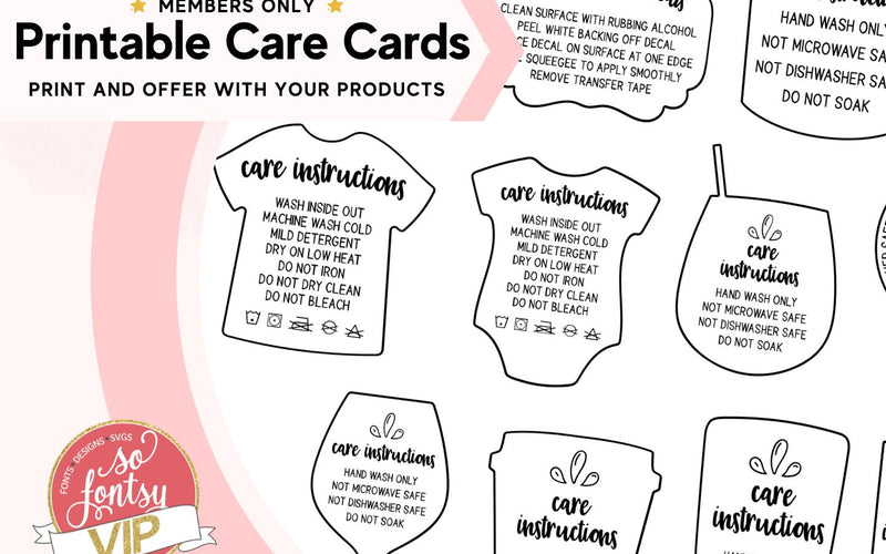 Printable Care Tags - VIP