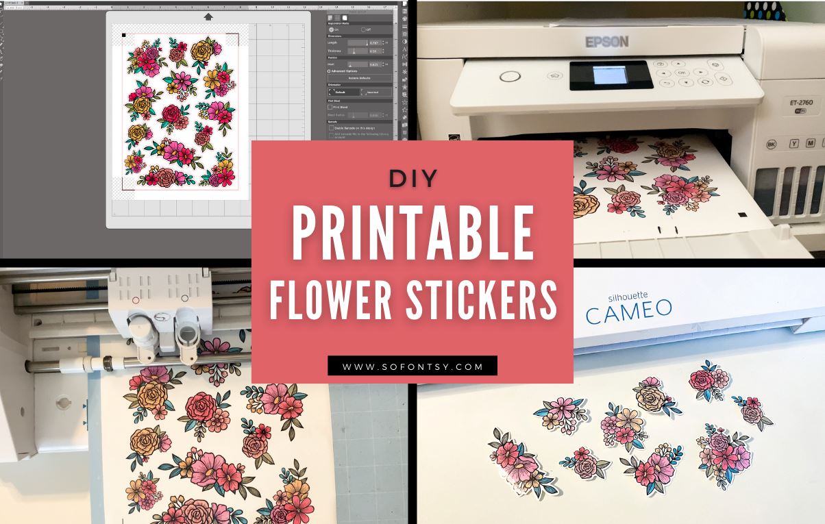 Flower Printable Stickers for Cricut and Silhouette