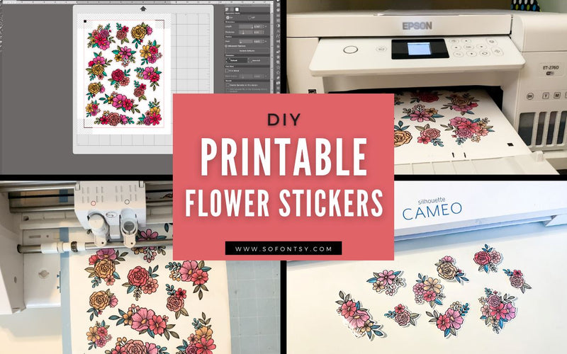 Printable Flower Stickers Using Print and Cut on Silhouette