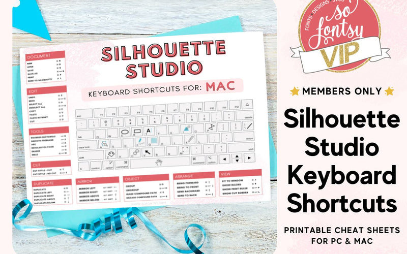 Silhouette Studio Keyboard Shortcuts Printables for Mac & PC