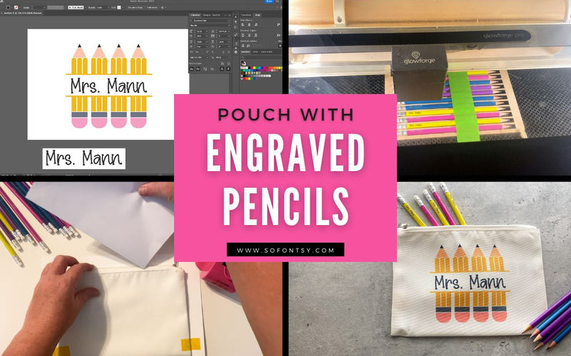 Sublimation Pencil Pouch with Engraved Pencils