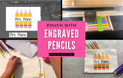 Sublimation Pencil Pouch with Engraved Pencils