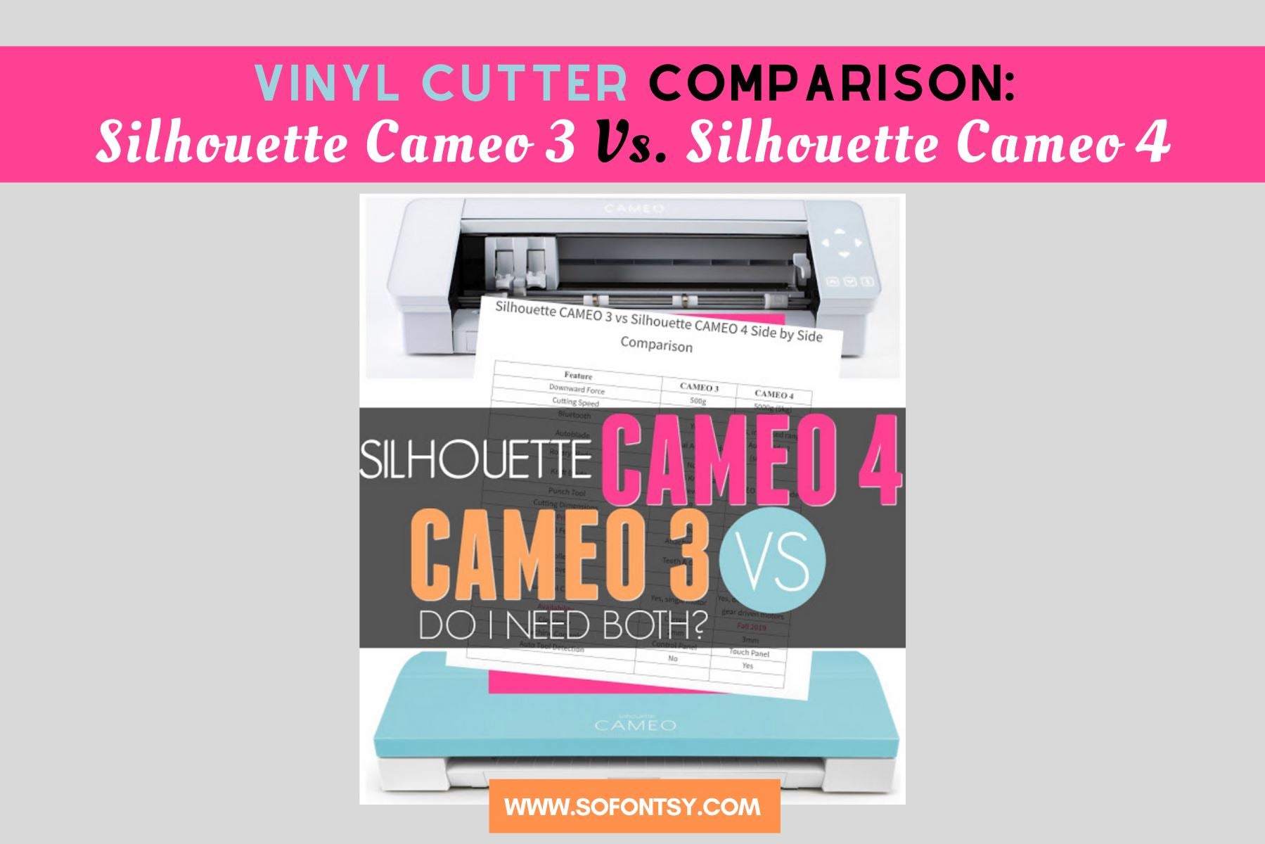 Vinyl Cutter Comparison: Silhouette Cameo 3 Vs. Silhouette Cameo 4 - So  Fontsy