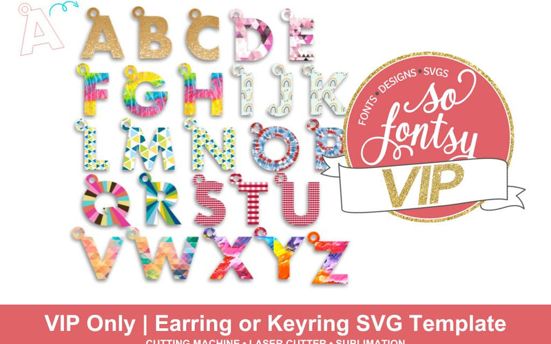 VIP Library Exclusive Keychain / Earring Monogram SVG Template