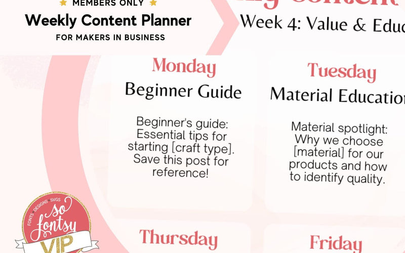 Weekly Content Planner for Makers in Business
