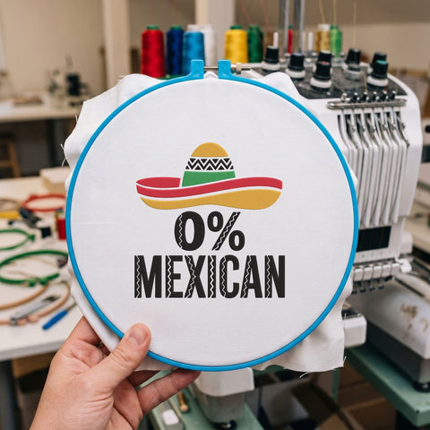 0% Mexican Embroidery Design – Funny Sombrero Mexican Humor Machine Embroidery File, Cinco de Mayo Fiesta Design Embroidery/Applique DESIGNS PatternFeed8 