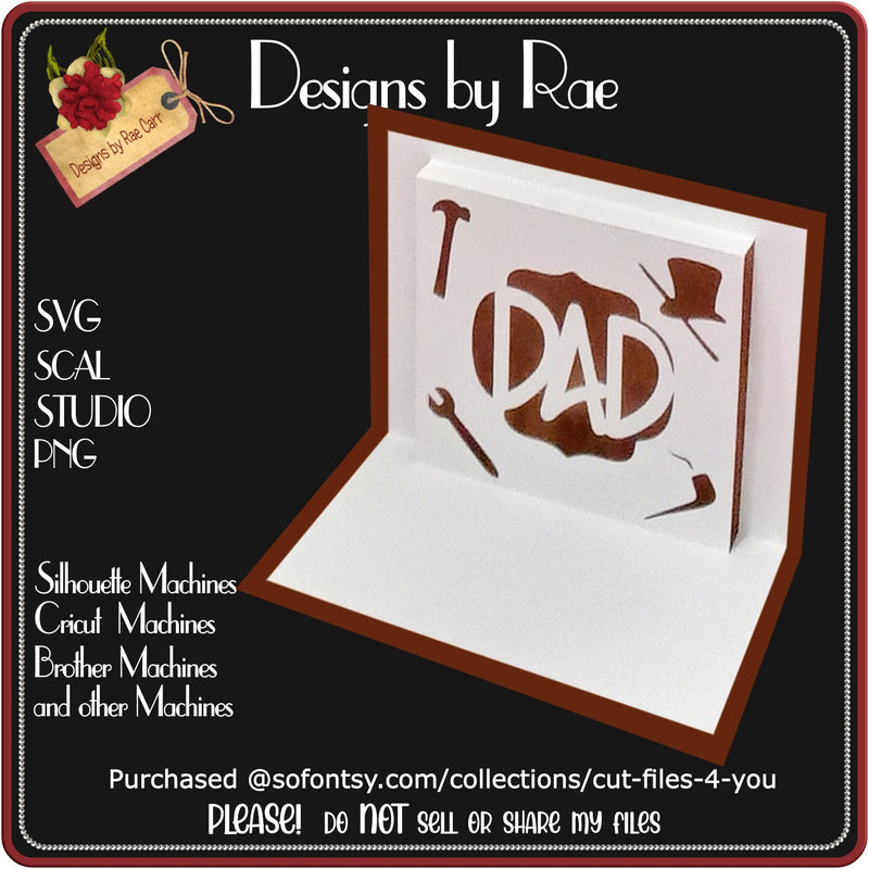 020 Dad PoP Up Insert with Card | Multiple Machine Formats SVG Designs by Rae 