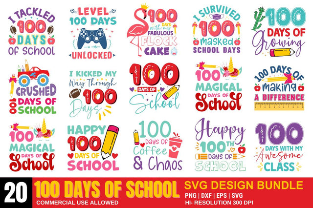 1 100 Days of School SVG Bundle SVG Designangry 