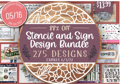 1 Day Only Throwback: Stencil and Sign Design Bundle Bundle So Fontsy Design Shop 