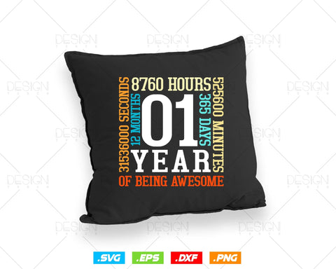 1 Year Of Being Awesome Birthday Svg Png, Retro Vintage Style Happy Birthday Gifts T Shirt Design, Kids Birthday Gift, Birthday Crew Svg SVG DesignDestine 