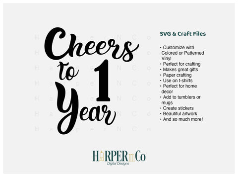 1 Year SVG PNG Cut EPS File SVG HarperNCo 