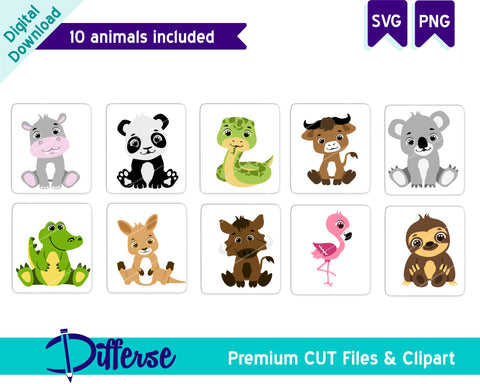 10 Baby Safari Animals SVG | Animals Bundle SVG SVG Differse 