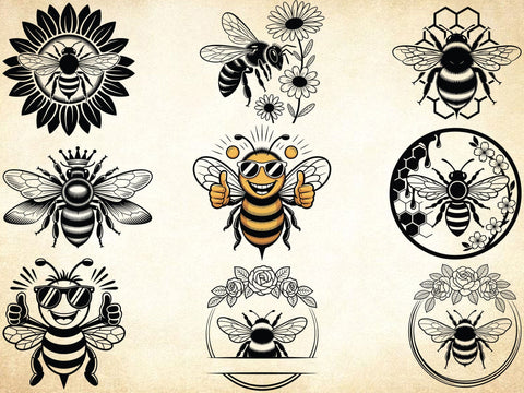 10 Cute Bee Svg Bundle, Bee Scene Svg, Sunflower Svg, Bee Cricut Svg SVG Creativeart88 