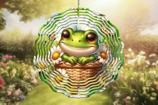 10 Inch Daisy Frog Windspinner Sublimation PNG Sublimation BijouBay 