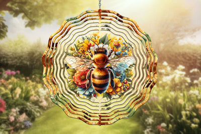 10 Inch Sunflower Bee Windspinner Sublimation PNG Sublimation BijouBay 