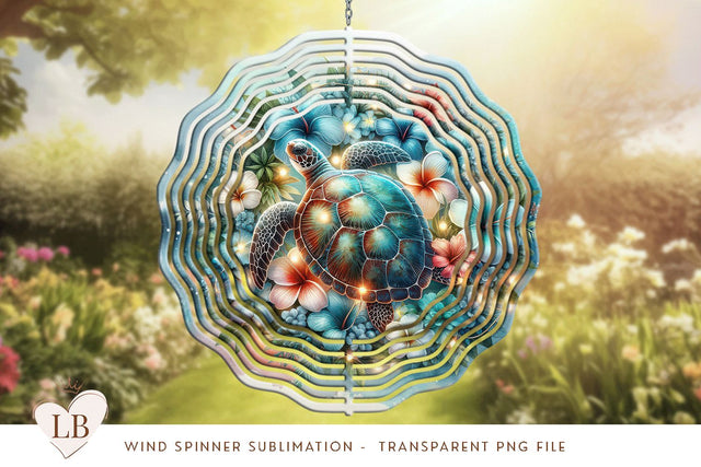 10 Inch Turtle Windspinner Sublimation PNG Sublimation BijouBay 