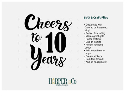 10 Year SVG PNG Cut EPS File SVG HarperNCo 