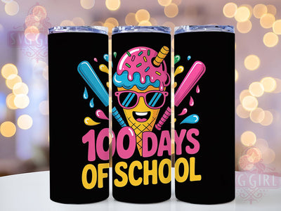 100 Days Baseball Teacher Tumbler, School Theme, Baseball Drip, Teacher Pride, Classroom Celebration, 20Oz Tumbler, Sublimation Wrap Sublimation SvggirlplusArt 