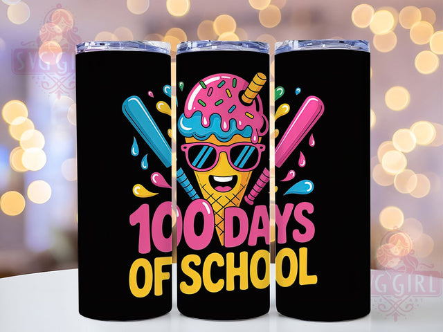 100 Days Baseball Teacher Tumbler, School Theme, Baseball Drip, Teacher Pride, Classroom Celebration, 20Oz Tumbler, Sublimation Wrap Sublimation SvggirlplusArt 