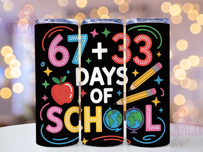 100 Days Coquette School Tumbler, School Theme, Coquette Style, Classroom Celebration, Cute Design, 20Oz Tumbler, Sublimation Wrap Sublimation SvggirlplusArt 