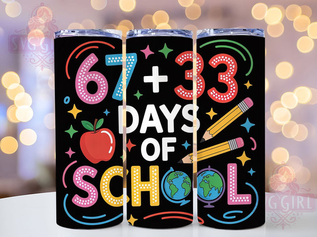 100 Days Coquette School Tumbler, School Theme, Coquette Style, Classroom Celebration, Cute Design, 20Oz Tumbler, Sublimation Wrap Sublimation SvggirlplusArt 