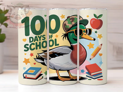 100 Days Duck Camo Tumbler, School Celebration, Duck Theme, Camo Style, Classroom Fun, Teacher Humor, 20Oz Tumbler, Sublimation Wrap Sublimation Lara' s Designs 