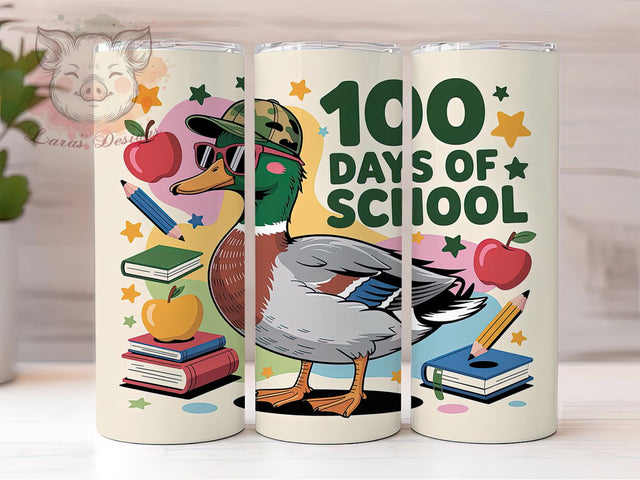 100 Days Duck Camo Tumbler, School Celebration, Duck Theme, Camo Style, Classroom Fun, Teacher Humor, 20Oz Tumbler, Sublimation Wrap Sublimation Lara' s Designs 