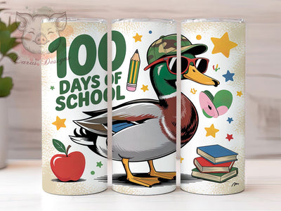 100 Days Duck Camo Tumbler, School Celebration, Duck Theme, Camo Style, Classroom Fun, Teacher Humor, 20Oz Tumbler, Sublimation Wrap Sublimation Lara' s Designs 