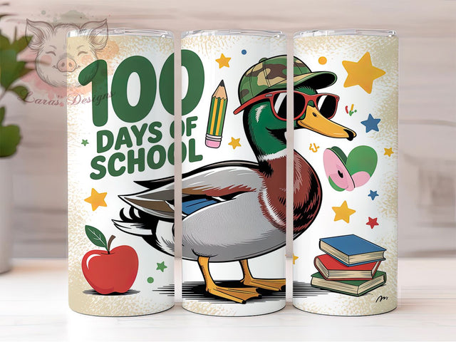 100 Days Duck Camo Tumbler, School Celebration, Duck Theme, Camo Style, Classroom Fun, Teacher Humor, 20Oz Tumbler, Sublimation Wrap Sublimation Lara' s Designs 