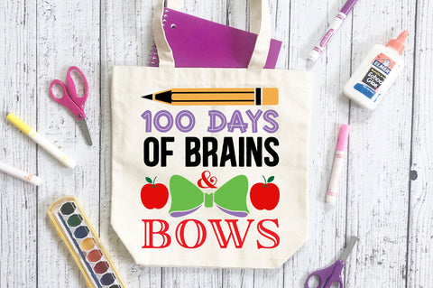 100 days of brains and bows Svg Design SVG Regulrcrative 