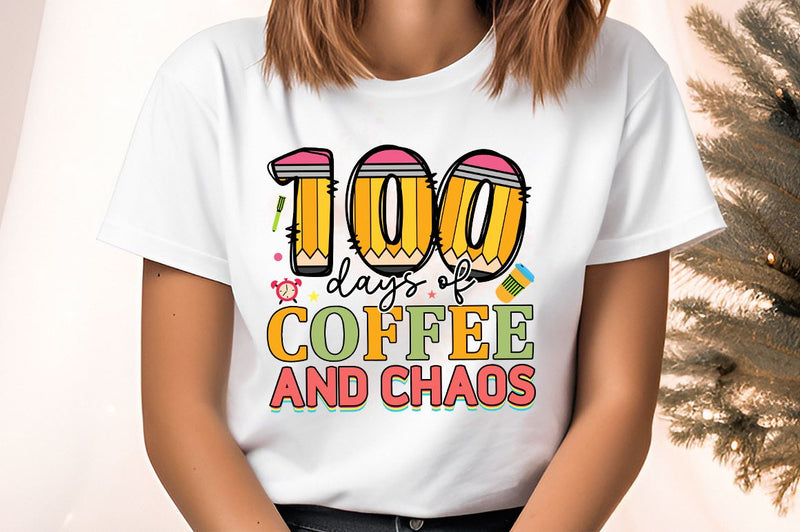 100 days of coffee and chaos PNG Design Sublimation Designangry 
