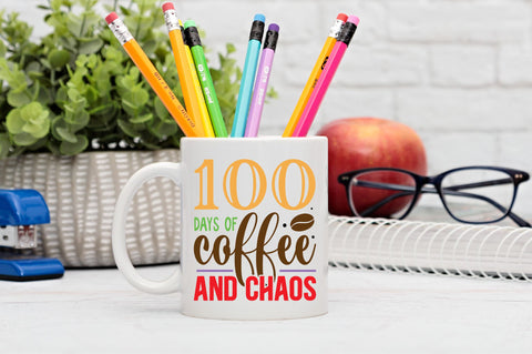 100 days of coffee and chaos Svg Design SVG Regulrcrative 