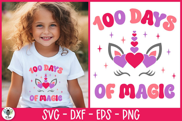 100 Days of Magic SVG | Unicorn SVG | 100 Days of School SVG B Renee Design 