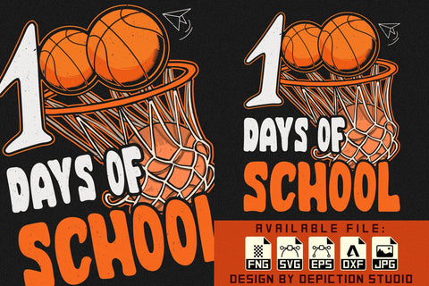 100 Days Of School Basketball T-Shirt, March Madness Kids Shirt, Back To Shchool Madness Shirt, Basketball Net Shirt Print Template Sketch DESIGN Depiction Studio 