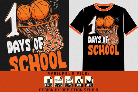 100 Days Of School Basketball T-Shirt, March Madness Kids Shirt, Back To Shchool Madness Shirt, Basketball Net Shirt Print Template Sketch DESIGN Depiction Studio 