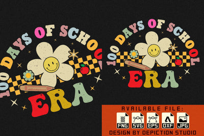 100 Days Of School Era Flower T-Shirt, Back To School Shirt, Kindergarten Kids Shirt Print Template Sketch DESIGN Depiction Studio 
