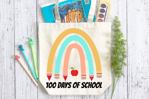 100 days of school pencil rainbow svg Design SVG Regulrcrative 