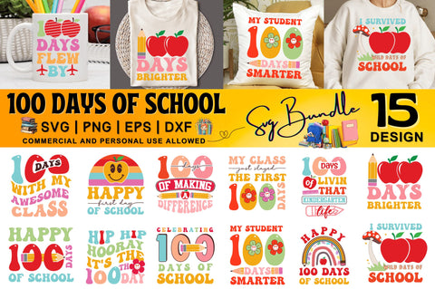 100 Days Of School Retro SVG Bundle SVG Regulrcrative 