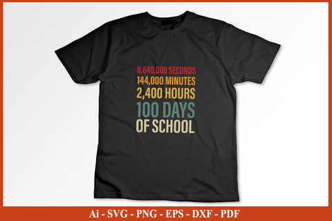 100 Days of School - Seconds Minutes Hours T-Shirt Funny Back To School SVG PNG Craft Cut File SVG SVG Print File 