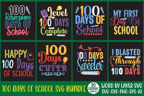 100 Days Of School SVG Bundle, 100th Day PNG, 100 Days Svg, Sports SVG, Teacher, School Shirt, Digital Download Png, Dxf, Eps Files SVG Rafiqul20606 