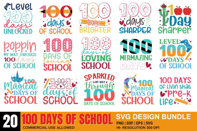 100 Days of School SVG Bundle SVG Designangry 