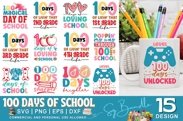 100 Days of School SVG Bundle SVG Regulrcrative 
