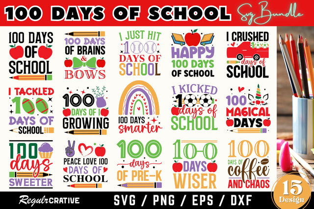 100 Days of School SVG Bundle SVG Regulrcrative 