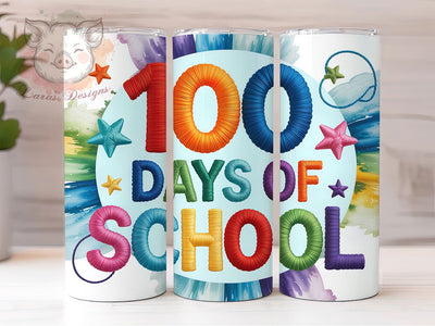 100 Days School Celebration Tumbler, Classroom Celebration Theme, Seamless Artistic Wrap, Colorful Teacher Design, Fun Student Motif, Bold Academic Print, Playful School Style, 20Oz Tumbler, Sublimation Sublimation Lara' s Designs 