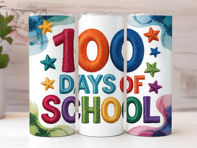 100 Days School Celebration Tumbler, Classroom Celebration Theme, Seamless Artistic Wrap, Colorful Teacher Design, Fun Student Motif, Bold Academic Print, Playful School Style, 20Oz Tumbler, Sublimation Sublimation Lara' s Designs 