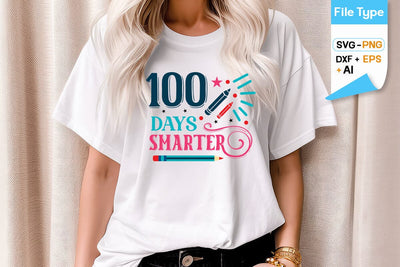 100 Days Smarter SVG Cut File, 100 Days of School SVG Design, SVGs,Quotes and Sayings,Food & Drink,On Sale, Print & Cut SVG DesignPlante 503 