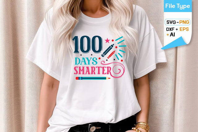 100 Days Smarter SVG Cut File, 100 Days of School SVG Design, SVGs,Quotes and Sayings,Food & Drink,On Sale, Print & Cut SVG DesignPlante 503 
